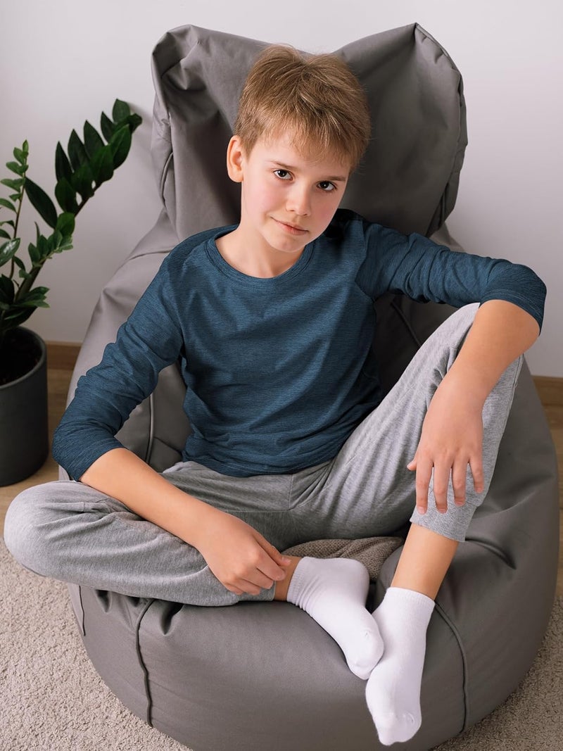 HXP 4 Pack Boys Long Sleeve Shirts Dry Fit Athletic T Shirts Boys' Activewear Quick-Dry Clothes Tees for Youth Teens - Image 5